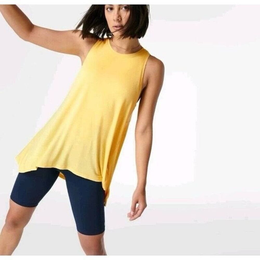 Sweaty Betty Easy Peezy Tank Top XXL Yellow Relaxed Fit Sleeveless Spring